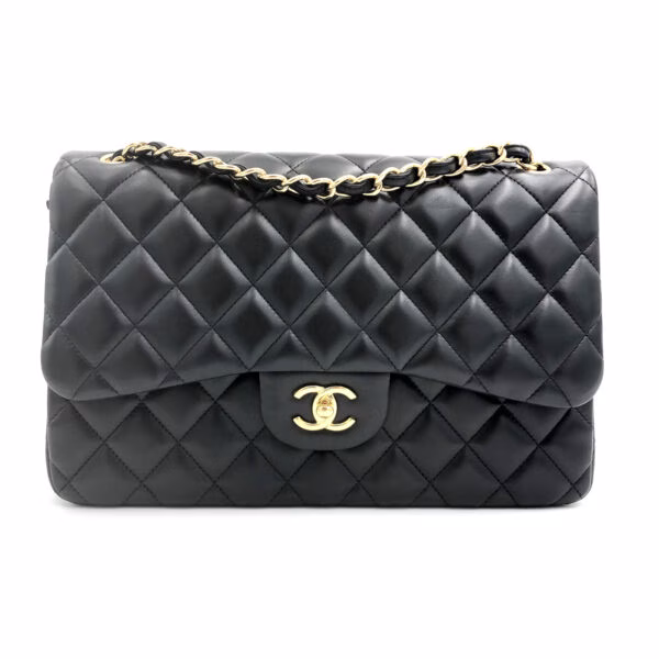 chanel-jumbo-black-lambskin-bag-second-hand
