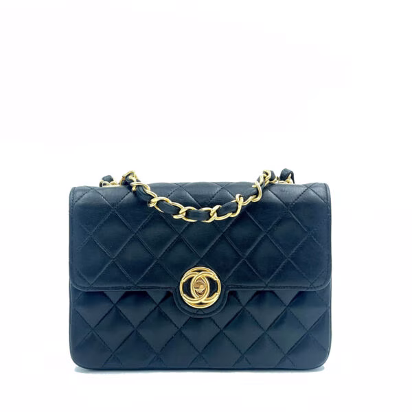 chanel-mini-square-bag-vintage-black-gold-plated
