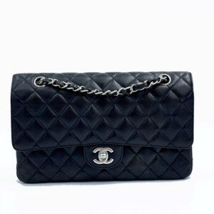 borsa-chanel-classica-media-caviar-nera-argento-usata