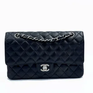 borsa-chanel-classica-media-caviar-nera-argento-usata