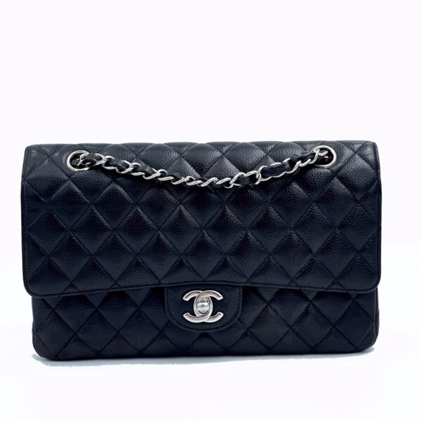 borsa-chanel-classica-media-caviar-nera-argento-usata