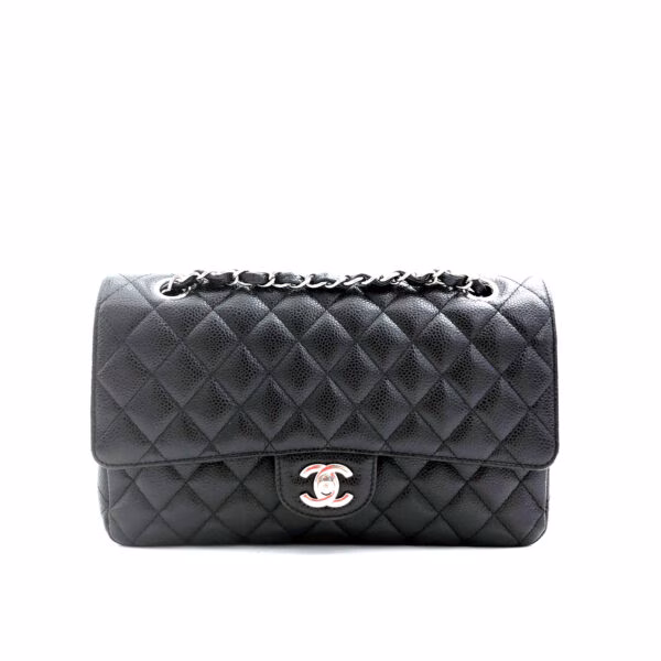 borsa-chanel-classica-media-nera-caviar-argento
